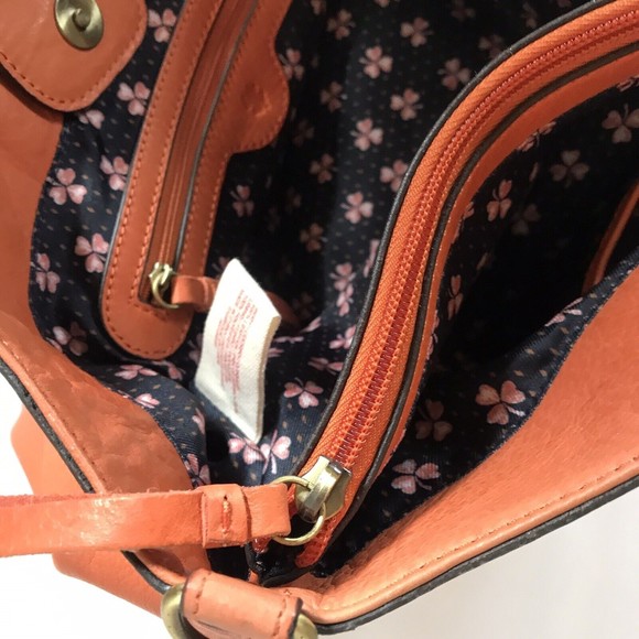 LUCKY BRAND Orange Soft Leather Large Tote Purse Double Handle Satchel H… - Picture 15 of 16